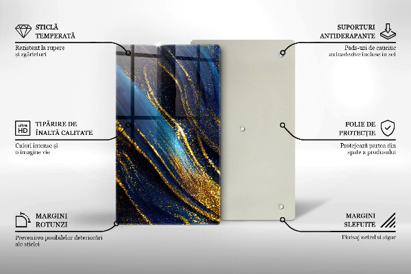 Tabla de cortar de vidrio Abstracción azul marino