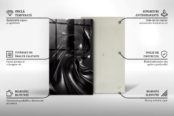 Tabla de cortar de vidrio Masa negra abstracta