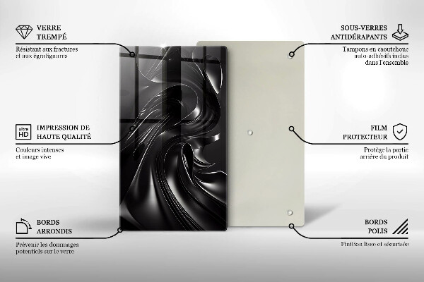 Tabla de cortar de vidrio Masa negra abstracta