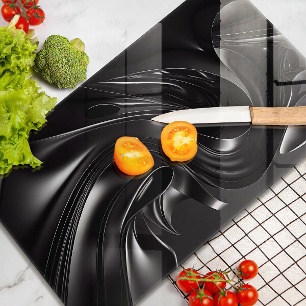 Tabla de cortar de vidrio Masa negra abstracta