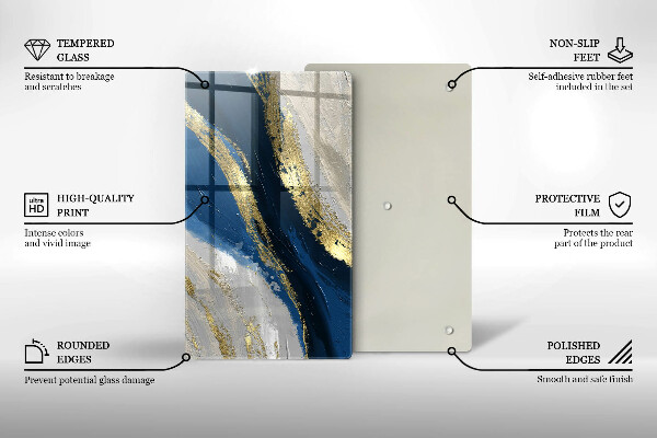 Tabla de cortar de vidrio Textura con oro