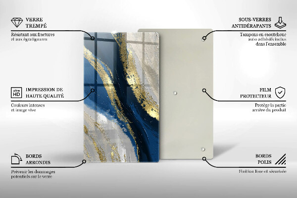 Tabla de cortar de vidrio Textura con oro