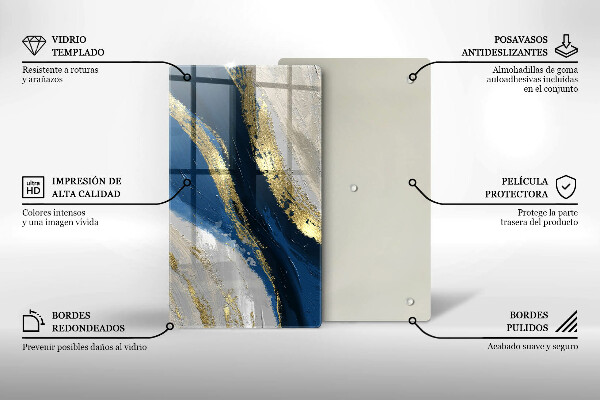 Tabla de cortar de vidrio Textura con oro