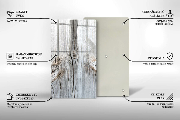 Tabla de cortar de vidrio Estructura de madera brillante