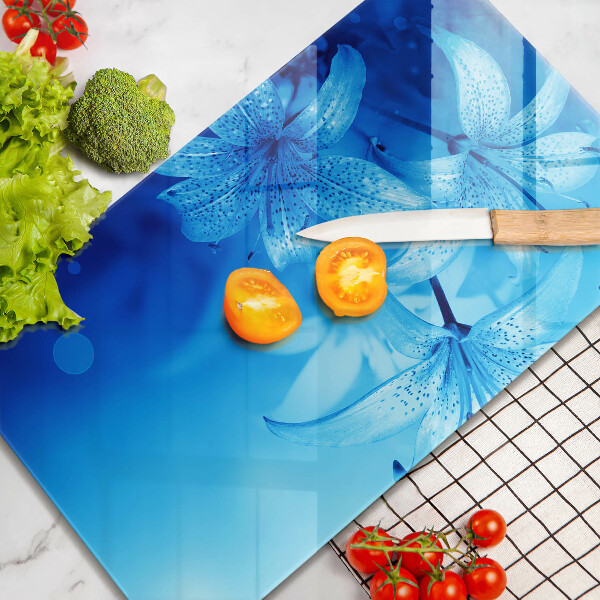 Tabla de cortar de vidrio Flores azules