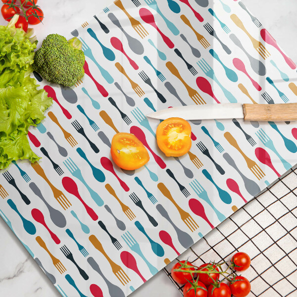 Tabla de cortar de vidrio Ilustración de cuchara