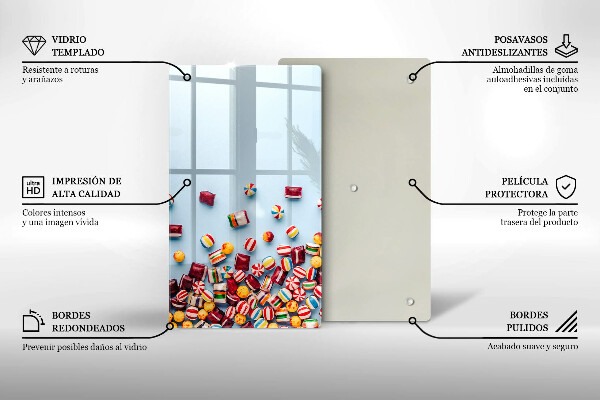 Tabla de cortar de vidrio Caramelos de colores