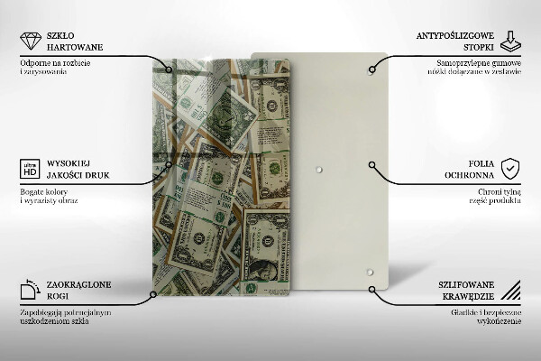 Tabla de cortar de vidrio Dólares de dinero