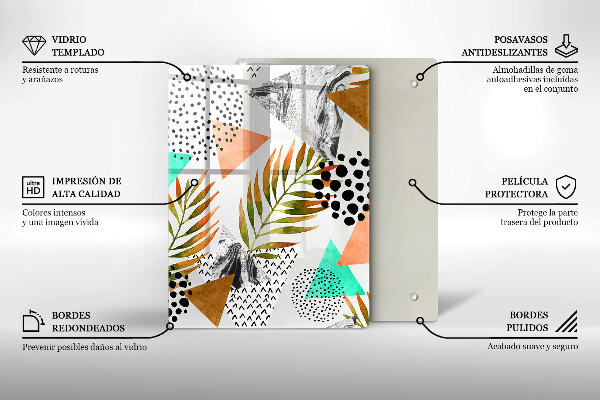 Tabla de cortar de vidrio Mármol azul y dorado
