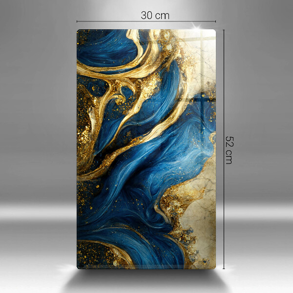 Tabla de cortar de vidrio Mármol azul y dorado