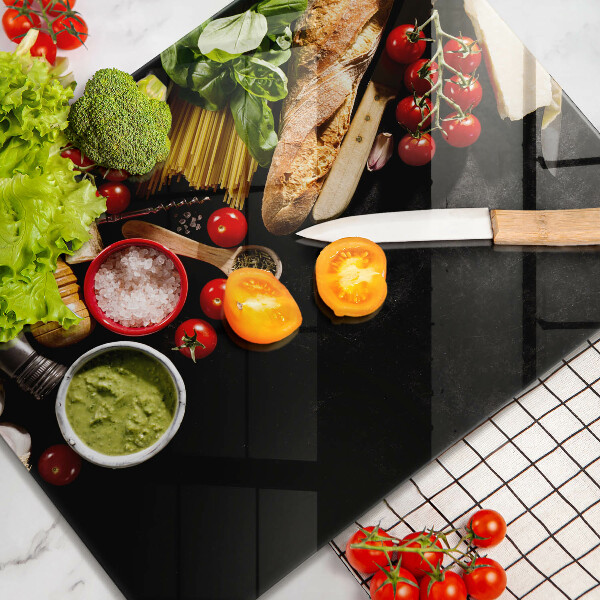 Tabla de cortar de vidrio Ingredientes y especias italianas