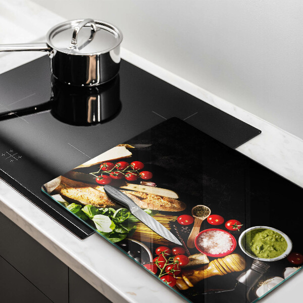 Tabla de cortar de vidrio Ingredientes y especias italianas