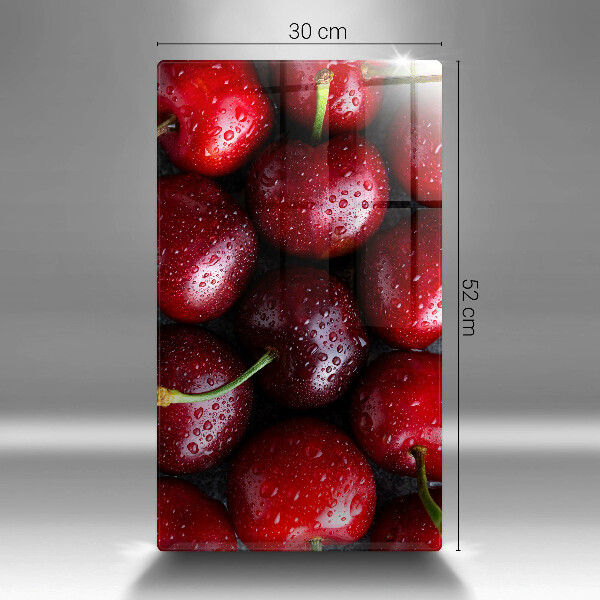 Tabla de cortar de vidrio Primer plano de cerezas