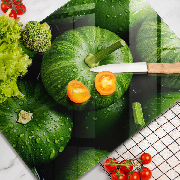 Tabla de cortar de vidrio Calabazas verdes