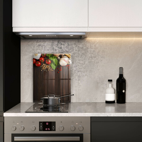 Tabla de cortar de vidrio Verduras en la mesa