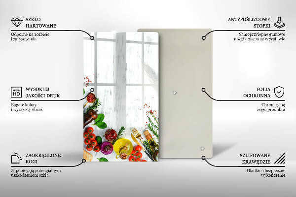 Tabla de cortar de vidrio Verduras y especias