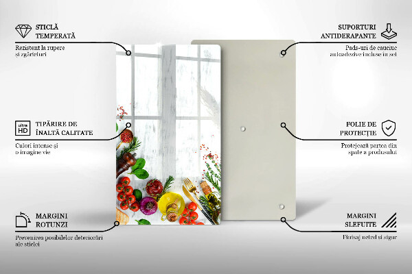 Tabla de cortar de vidrio Verduras y especias