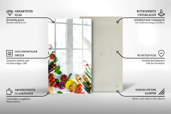 Tabla de cortar de vidrio Verduras y especias
