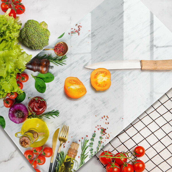 Tabla de cortar de vidrio Verduras y especias