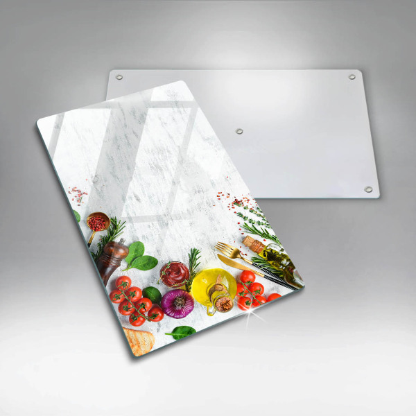 Tabla de cortar de vidrio Verduras y especias