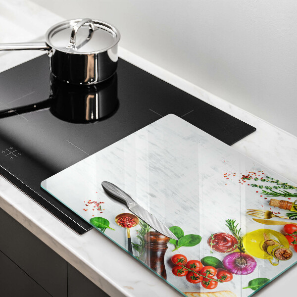 Tabla de cortar de vidrio Verduras y especias