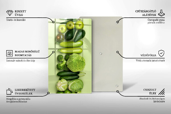 Tabla de cortar de vidrio Frutas y verduras verdes