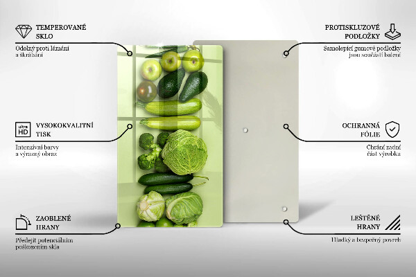 Tabla de cortar de vidrio Frutas y verduras verdes