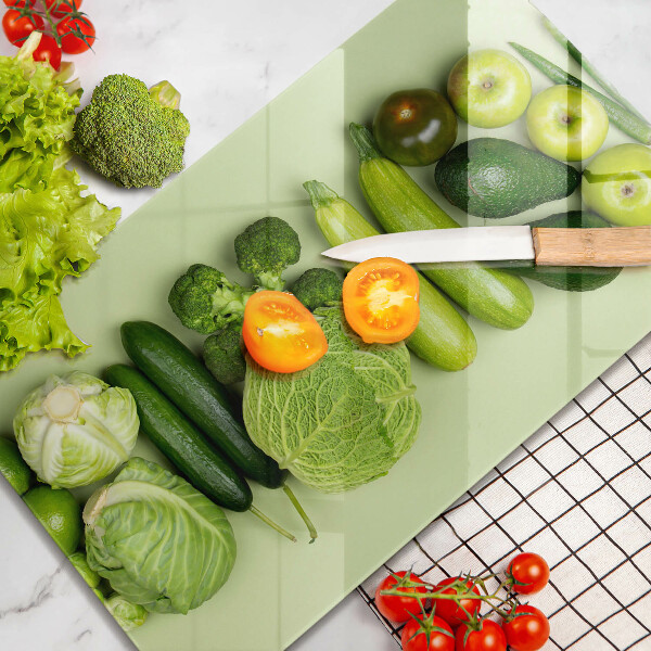 Tabla de cortar de vidrio Frutas y verduras verdes