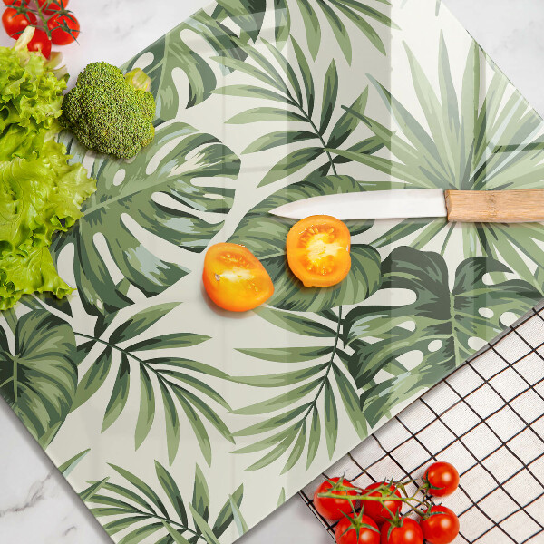 Tabla de cortar de vidrio Ilustración de hojas de monstera