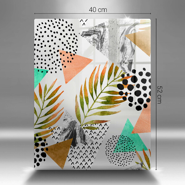 Tabla de cortar de vidrio Patrón de hojas boho