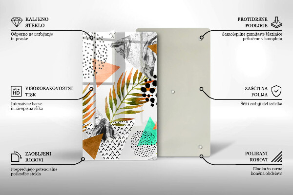 Tabla de cortar de vidrio Patrón de hojas boho