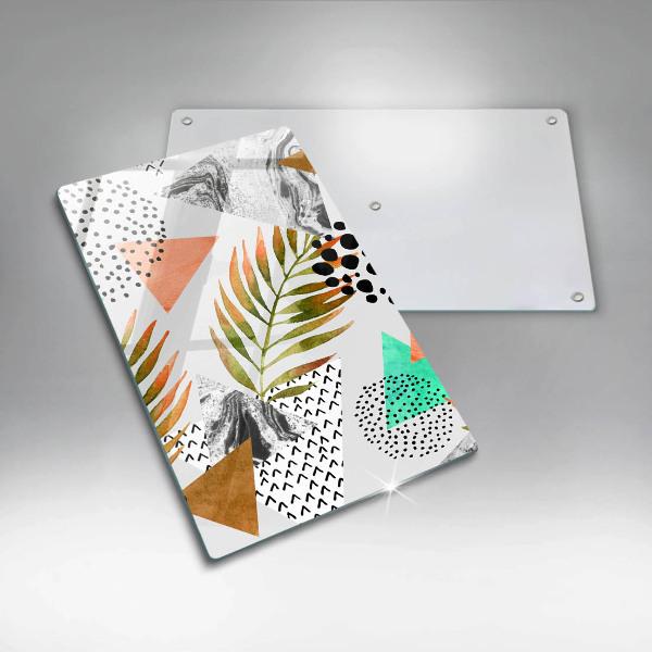 Tabla de cortar de vidrio Patrón de hojas boho