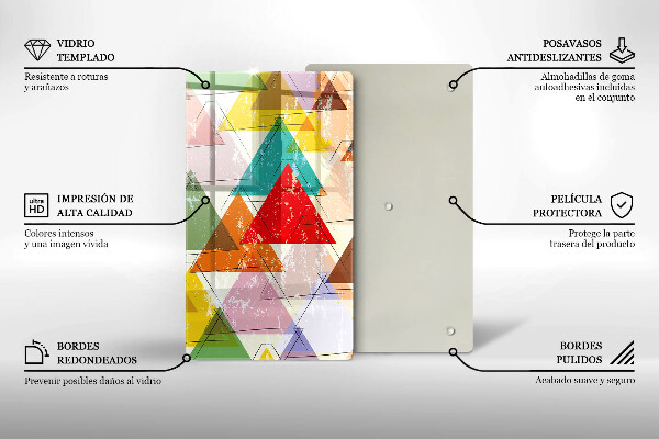 Tabla de cortar de vidrio Triángulos pintados