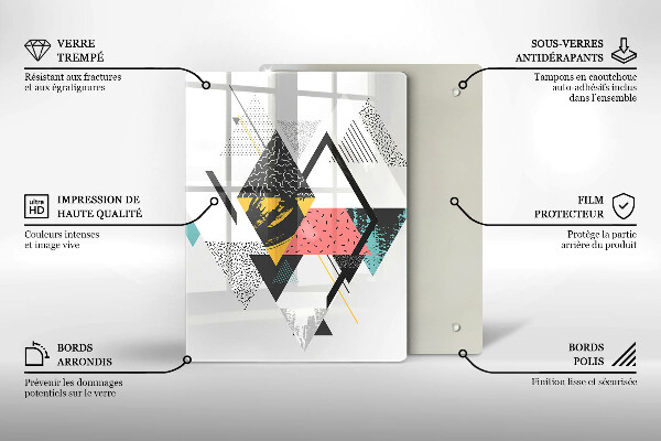 Tabla de cortar de vidrio Triángulos pintados