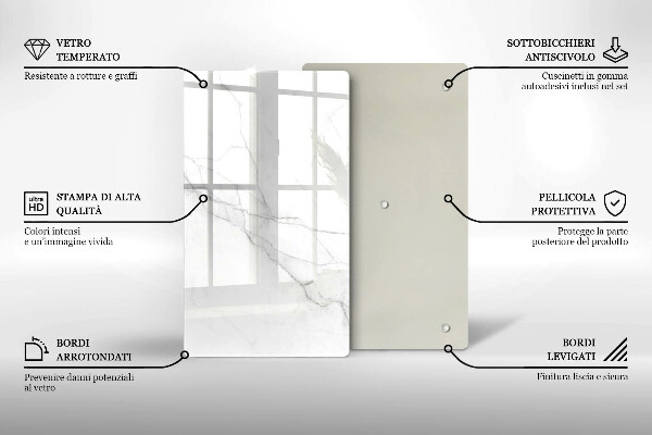 Tabla de cortar de vidrio Mármol blanco delicado