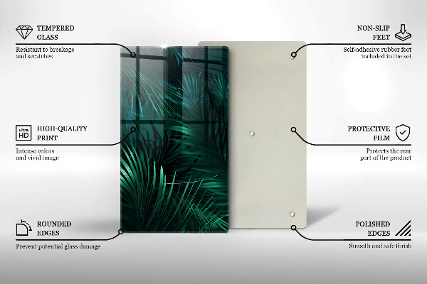 Tabla de cortar de vidrio Hojas de la selva salvaje