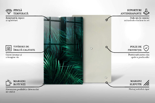 Tabla de cortar de vidrio Hojas de la selva salvaje