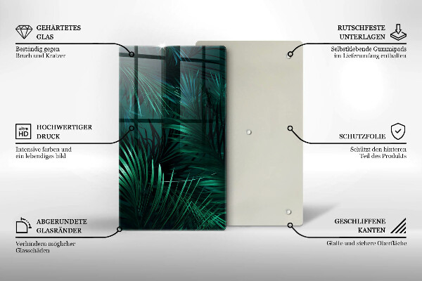 Tabla de cortar de vidrio Hojas de la selva salvaje