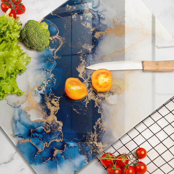 Tabla de cortar de vidrio Abstracción con azul