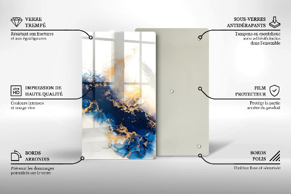 Tabla de cortar de vidrio Abstracción con azul