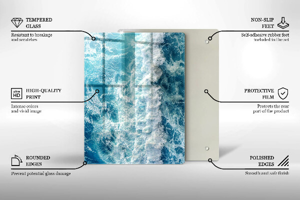 Tabla de cortar de vidrio Abstracción con azul