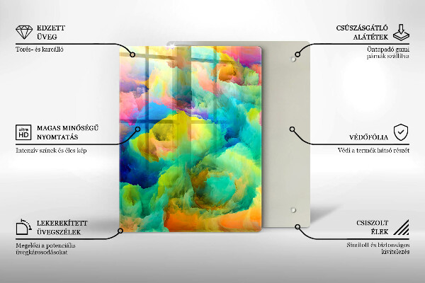 Tabla de cortar de vidrio Hojas decorativas con oro