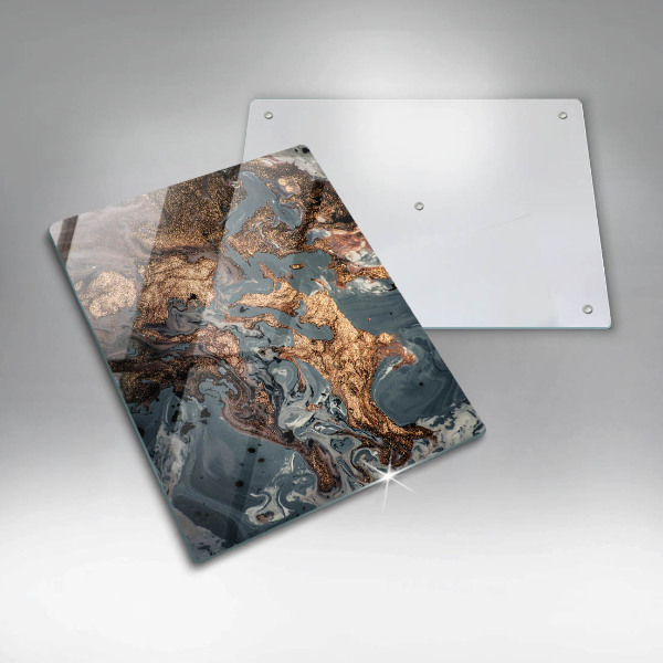 Tabla de cortar de vidrio Roca decorativa con oro