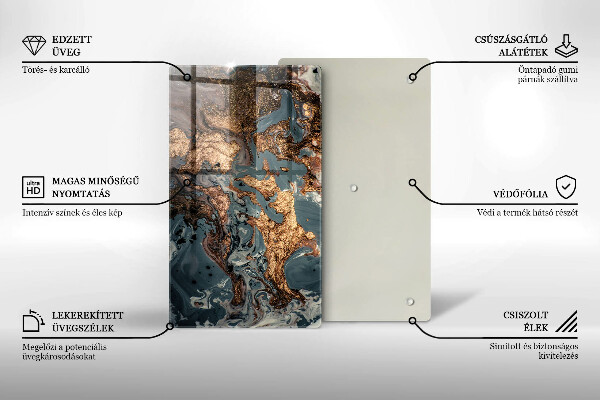 Tabla de cortar de vidrio Roca decorativa con oro