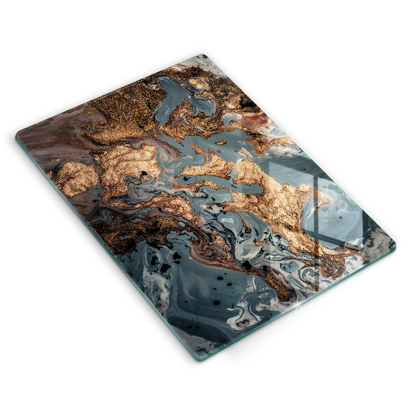 Tabla de cortar de vidrio Roca decorativa con oro