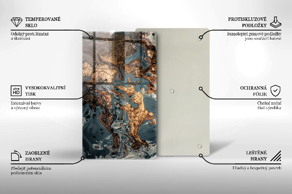 Tabla de cortar de vidrio Roca decorativa con oro