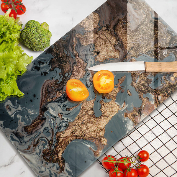 Tabla de cortar de vidrio Roca decorativa con oro