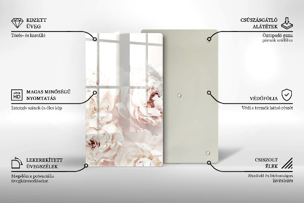 Tabla de cortar de vidrio Peonías pastel