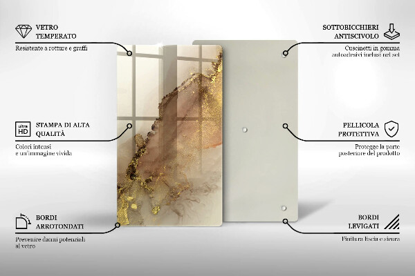 Tabla de cortar de vidrio Abstracción de oro