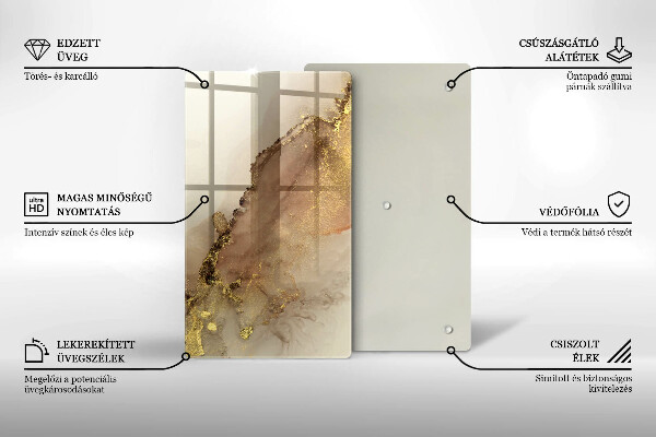 Tabla de cortar de vidrio Abstracción de oro